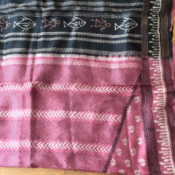 Sari Boho fabric Ocean theme NWOT black & mauve - Picture 4 of 8